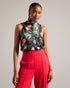 RAEVEN-Tops-This sleeveless number will bring elegance to any season, whether you wear it on its own or layer it under your favorite blazer. RAEVEN brings together a high cowl neck, floral print and back bow fastening to create a top that's a true stand out. Sleeveless top High cowl neck Floral print Self-tie back bow Slim fit Ayo is 5'8" / 1.73m and wears Black in a Ted size 1- Ted Baker Romania